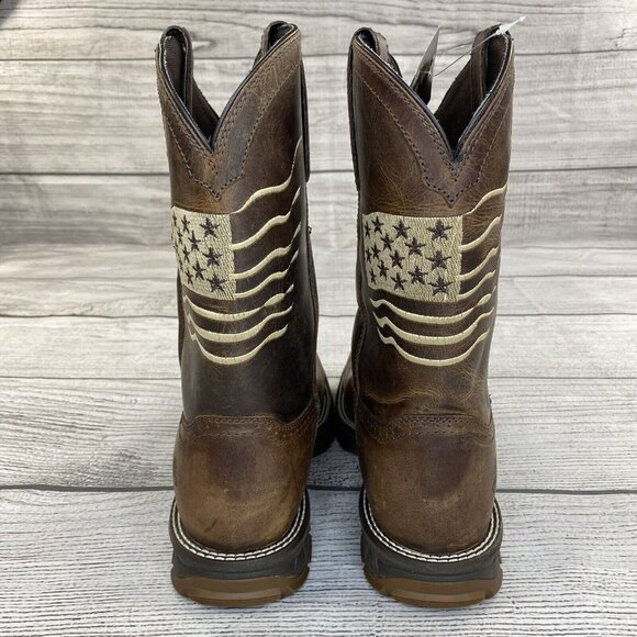 Trump Flag Embroidered Oil / Slip Resistant Cowboy Work Boots Men Size 10.5 EE - Picture 4 of 16